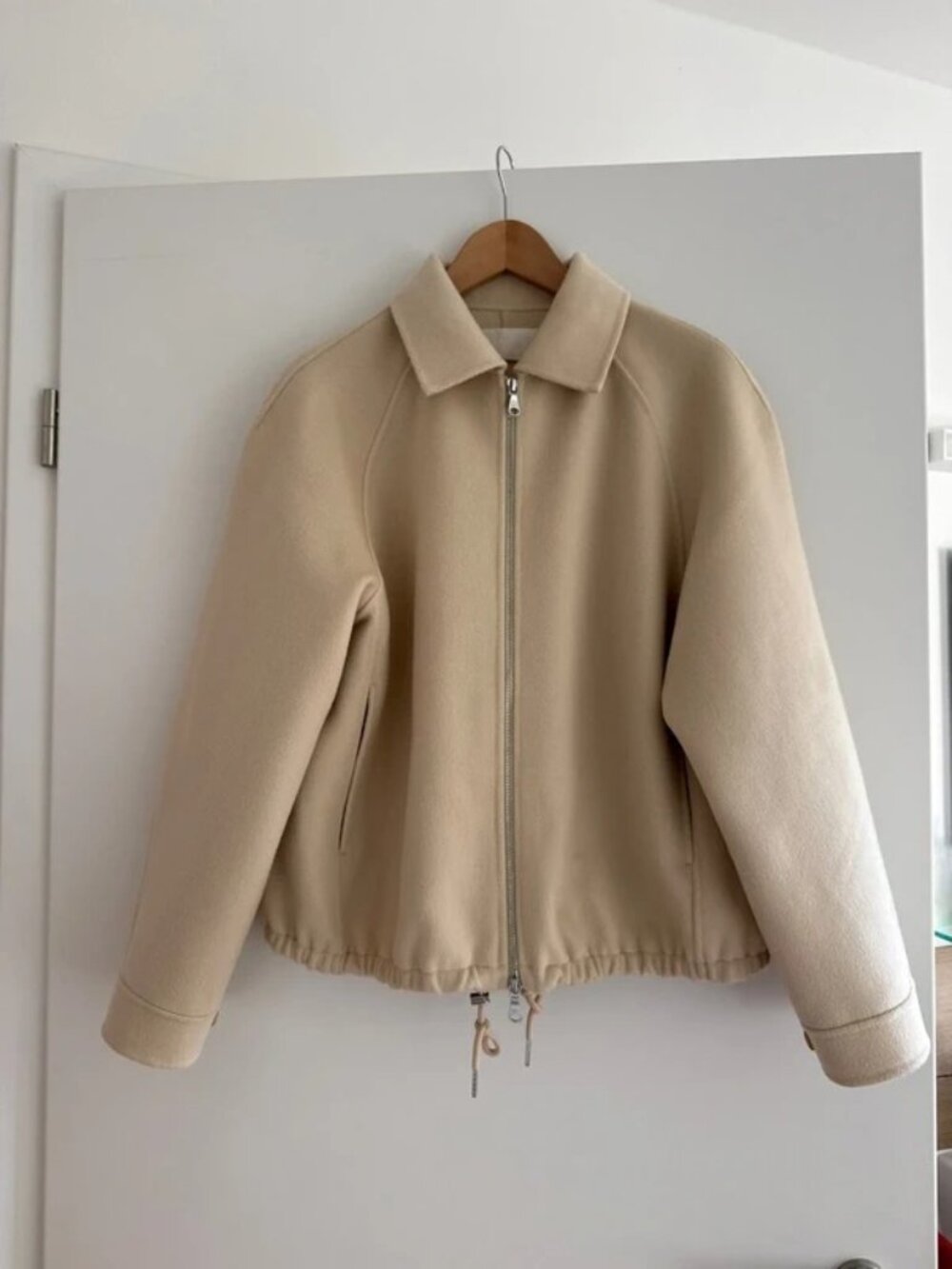 ARKET Wool Bomber Jacket, Beige, Size S